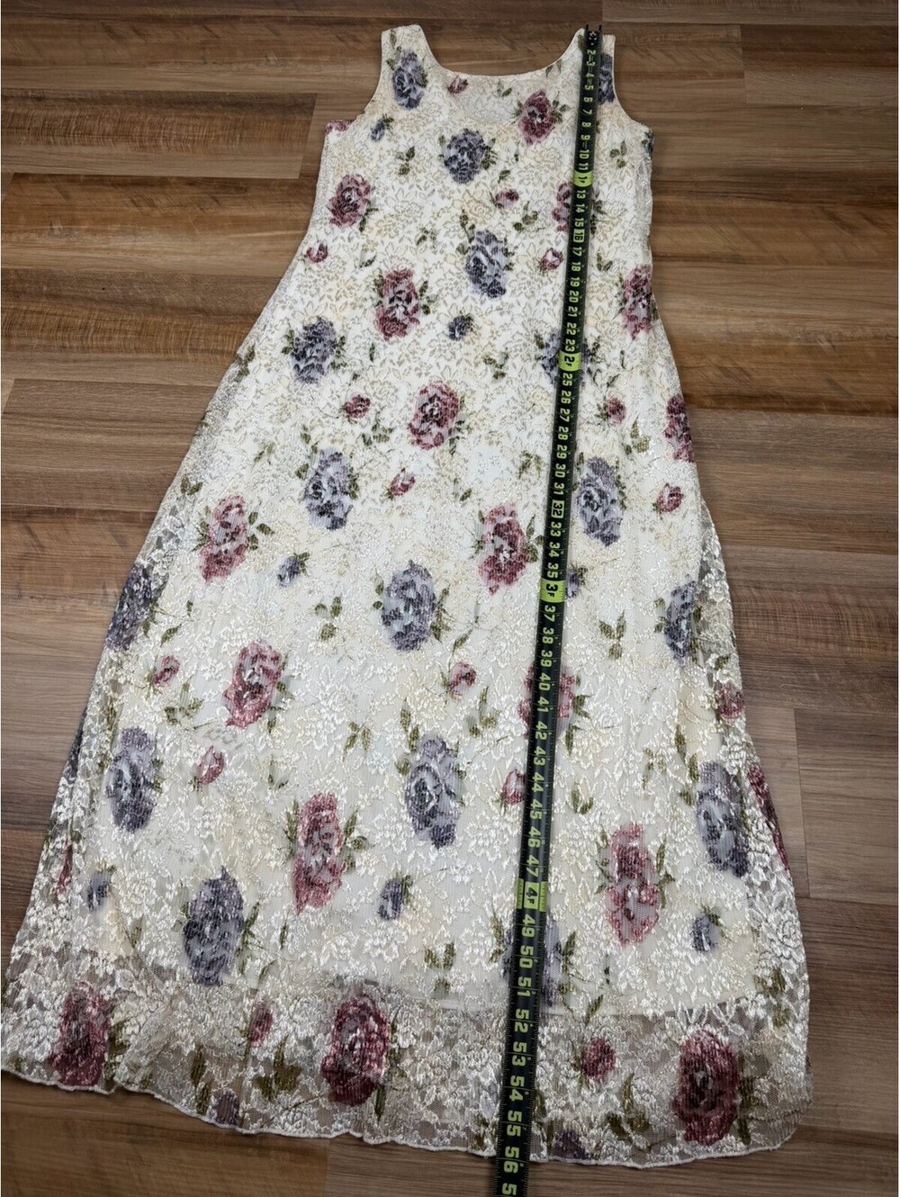 90s Fairycore Maxi Dress w/ Floral Lace Overlay Size 14 Grunge Coquette Romantic - Picture 7 of 9